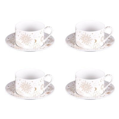 Coffret de 4 tasses à thé 18 cl   et sous tasses assorties-CÉLESTE TABLE PASSION