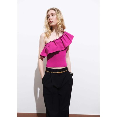Haut asymétrique en tissu combiné MANGO