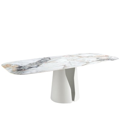 Table à manger baril ovale marbre porcelaine ANGEL CERDA