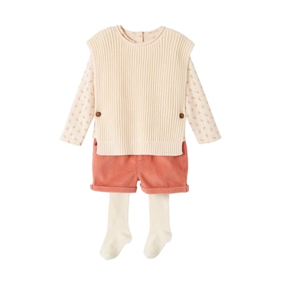 Ensemble 4 pièces : T-shirt + short + pull + collant VERTBAUDET