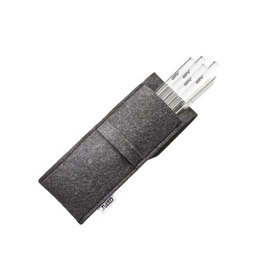 Paille en verre FUTURE, transparent, 18 cm dans un sachet en feutre GEFU