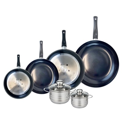 4 poêles 20/24/28/32cm + 2 faitouts 12/14cm PRIMA BRILLANT ELO