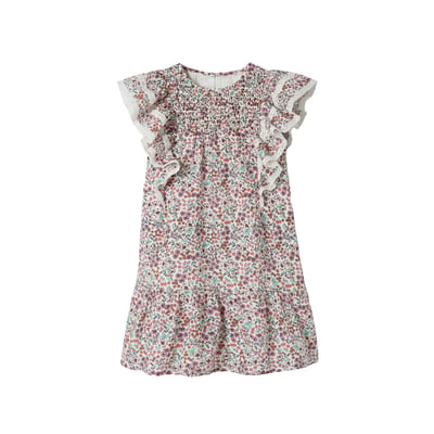 Robe motifs fleurs de cerisier manches volantées VERTBAUDET