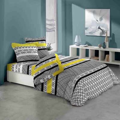 Parure de Drap + 2 taies d'oreiller Ethnic Yellow DOUCEUR D'INTÉRIEUR