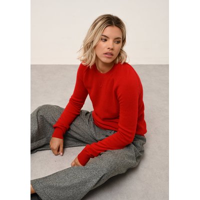 HELEN pull col rond rouge en cachemire JUST CASHMERE