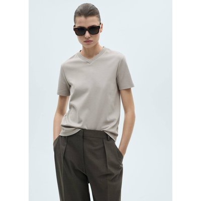 T-shirt coton col en V MANGO