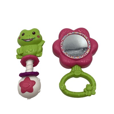 Lot de 2 hochets grenouille et fleur miroir - Bon état VTECH