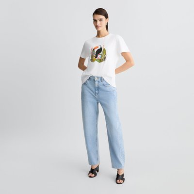 T-shirt en coton avec imprimé et strass LIU JO