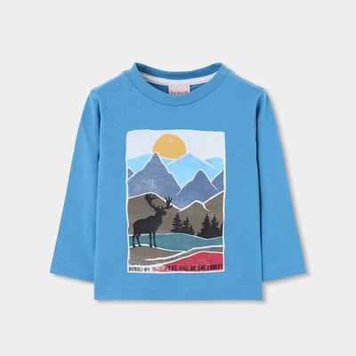 T-shirt maille garçon imprimé cerf BOBOLI