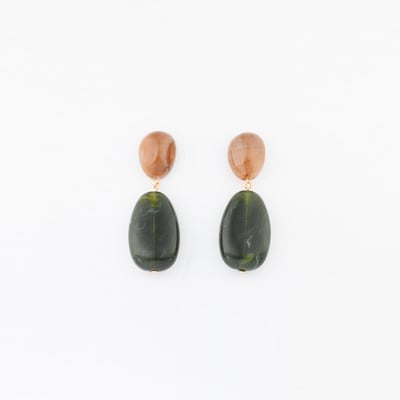 Boucles d'oreilles galets en résine vert BALABOOSTE