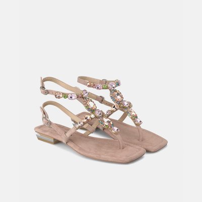 Sandales plates en cuir avec bracelet cheville ALMA EN PENA