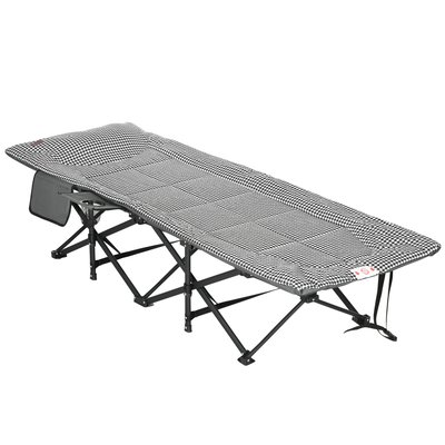 Lit de camp pliable portable design motif pied-de-poule noir blanc OUTSUNNY