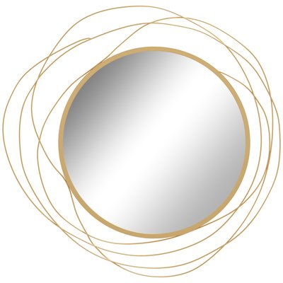 Miroir rond design moderne Ø 65 cm métal filaire doré HOMCOM