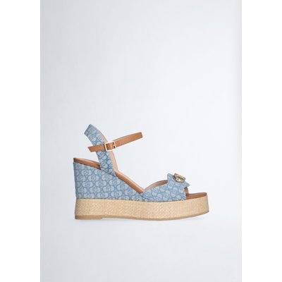 Sandales compensées en denim monogramme LIU JO