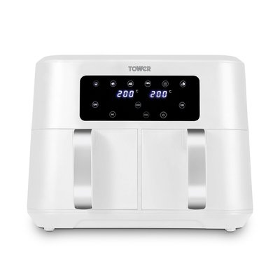 Vortx 8.5L Dual Basket Air Fryer with Chrome Trim- T17137 TOWER