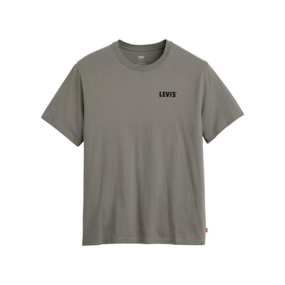 T-shirt en coton anthracite imprimé à coupe droite pourvu d'un col rond LEVI'S