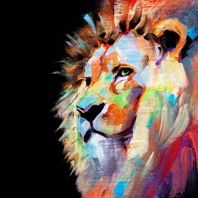 Tableau mural lion coloré CEANOTHE