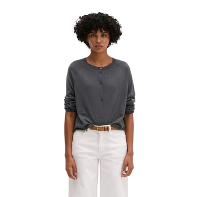 Cardigan en maille fine relaxed en mélange de coton et de lin bio MARC O'POLO