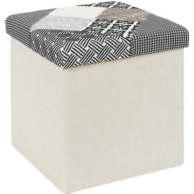 Pouf coffre pliable Patchwork gris CMP