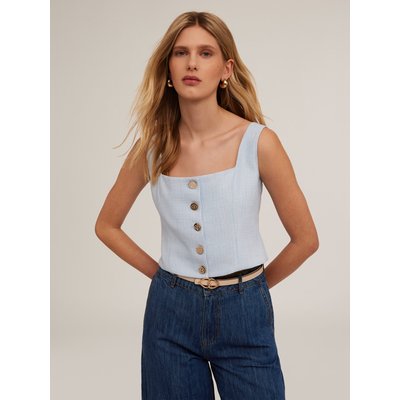 Top crop in tweed foderato internamente MOTIVI