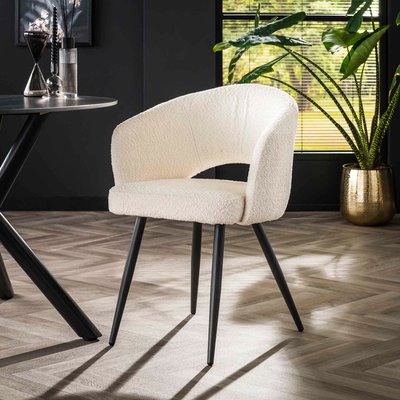Fauteuil de table blanc en bouclette style design (lot de 2) GALWAY PIER IMPORT