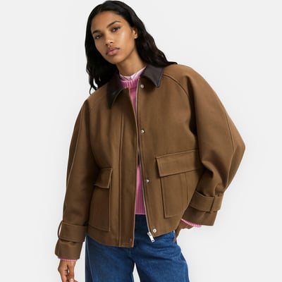 Baumwolljacke mit kontrastierendem Kragen LA REDOUTE COLLECTIONS