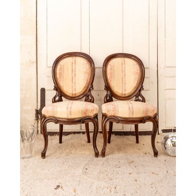 Paire de chaises Napoléon III en bois Claude N°1454 - Bon état DEBONGOUT