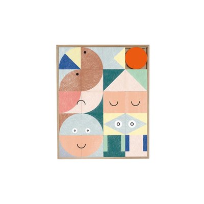 Tableau en bois taquin enfant aux couleurs pastel 63 x 78 - KIFKIF TAQUIN