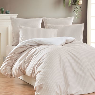 Parure housse de couette percale de coton avec 2 taies 50x70 cm LINQUIST SENSEI MAISON