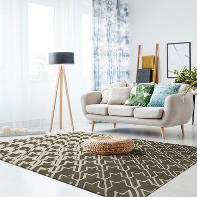 Tapis salon et chambre fait à la main en laine motif géométrique UN AMOUR DE TAPIS