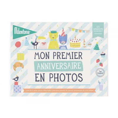 Livret de 6 cartes détachables Mon premier anniversaire en photos MILESTONE