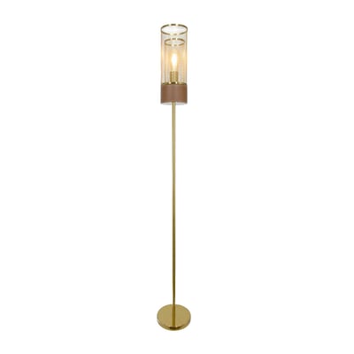 Lampadaire en métal et aspect cuir, ACUERO C-CREATION