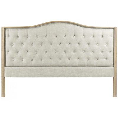 Tête de Lit Classique en Bois et Tissu Capitonné Lin Beige - 180cm WADIGA
