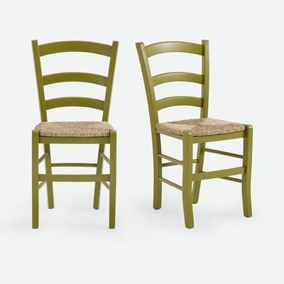 Lot de 2 chaises paysannes, en hêtre massif, PERRINE SO'HOME