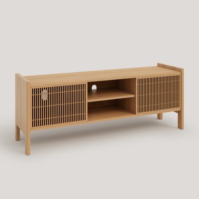 Meuble TV pour vinyle en pin verni couleur chêne TARIDA NAAN FURNITURE