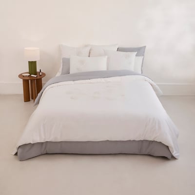 Housse de couette satin de coton OPALYS CARRE BLANC