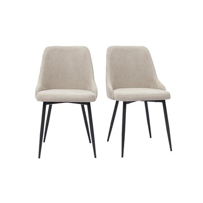 Chaises design en tissu effet velours beige naturel et métal noir (lot de 2) CULT MILIBOO