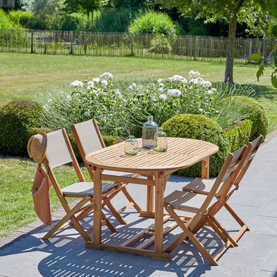 Salon de jardin en acacia massif extensible 4 places  HANOÏ BERAH GETAH