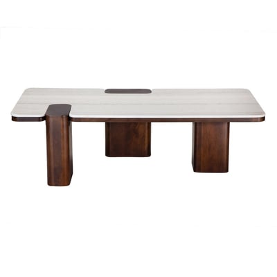 Table basse bois massif et marbre - PUZZLE SIGNATURE