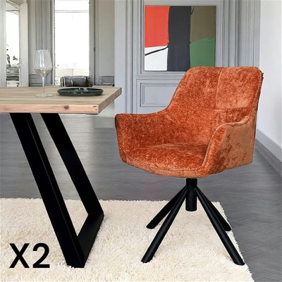 Fauteuil de table pivotant tissu terracotta (lot de 2) IENA PIER IMPORT