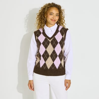 Pull 2 en 1 motif losanges GRAIN DE MALICE