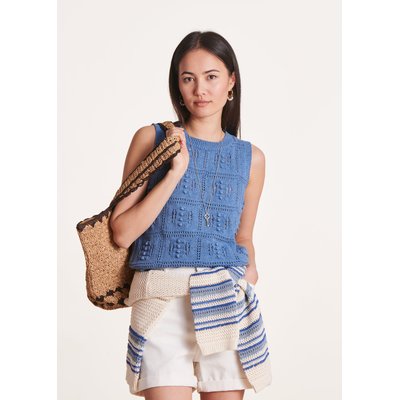Pull sans manches en maille crochet LA FEE MARABOUTEE