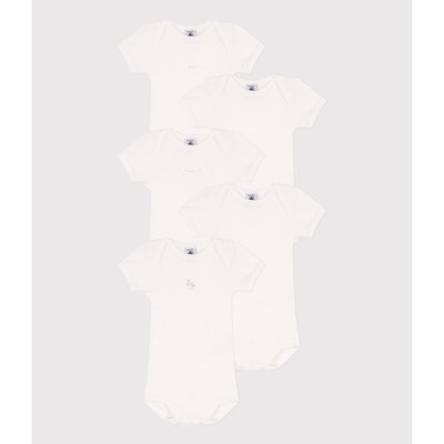 Pack of 5 Bodysuits in Organic Cotton with Short Sleeves PETIT BATEAU