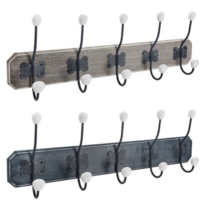 Set de 2 portemanteaux bois, métal et grés 60.5x20.5x7.5cm ATMOSPHERA