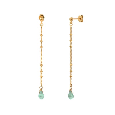Boucles d'oreilles longues amazonite dorées - danae CAROLINE NAJMAN