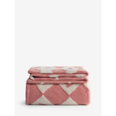 Jeté de lit en peau lainée à cœurs/carreaux NEXT