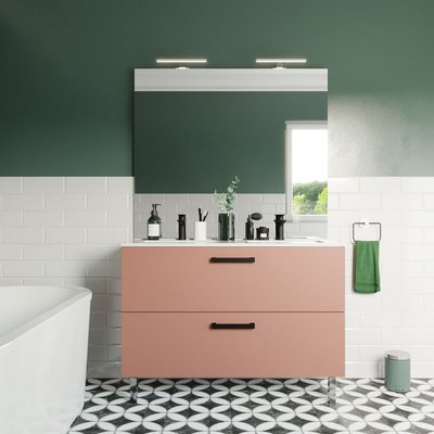 Meuble salle de bain double vasque 2 tiroirs + miroir - CHELSEA HOMIFAB