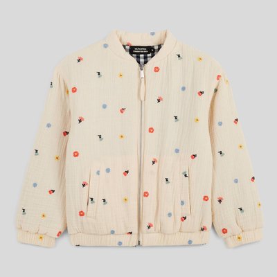 Cardigan brodé à zip en gaze de coton BIO MONOPRIX