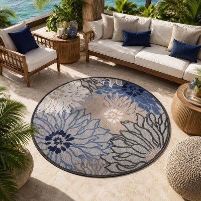 Tapis rond d'extérieur tissé kilim CHIMEKA UN AMOUR DE TAPIS