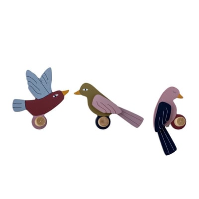 Patères oiseaux bois  LEWI set de 3 BLOOMINGVILLE